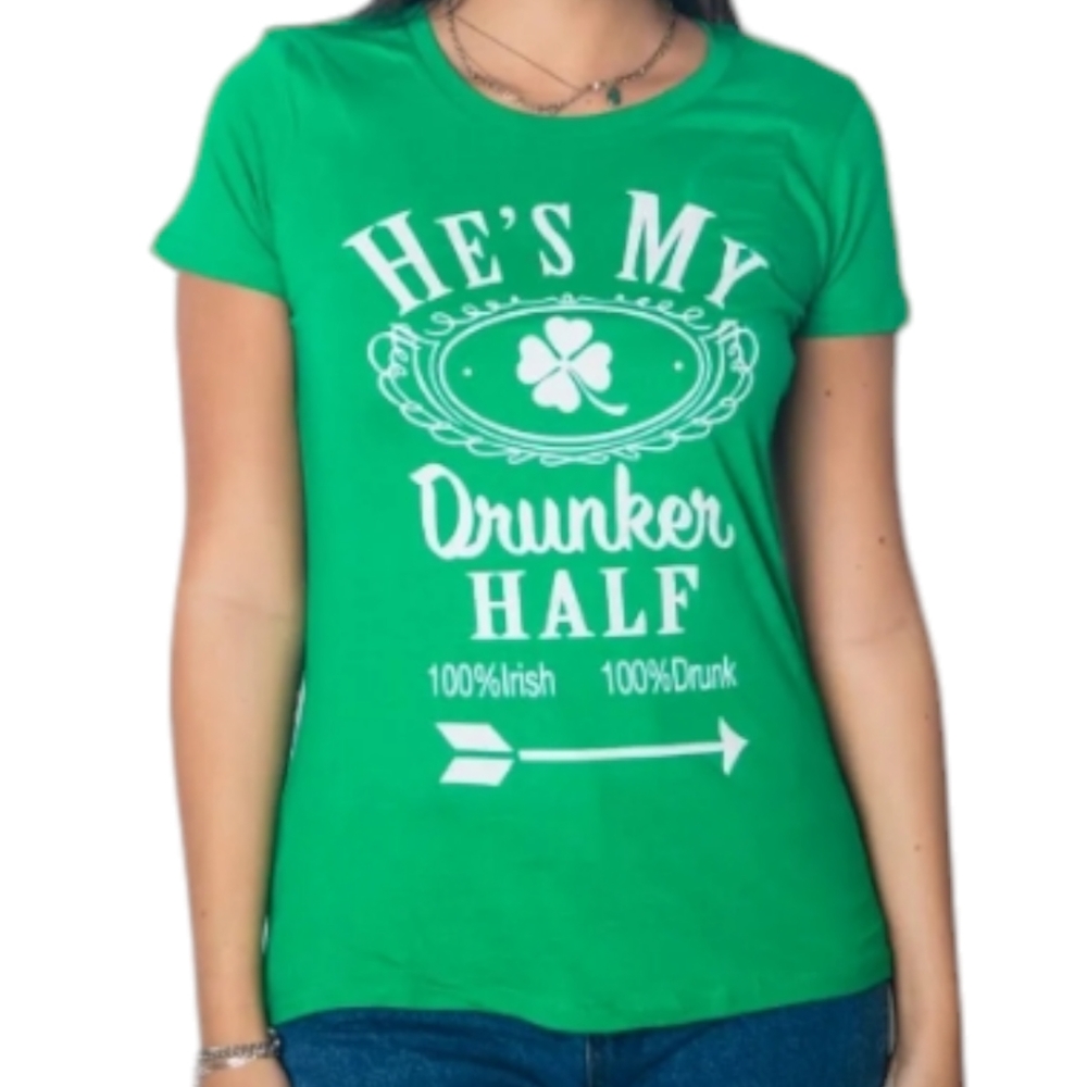 Crazy Dog T-Shirts "He's My Drunker Half" Graphic Tee